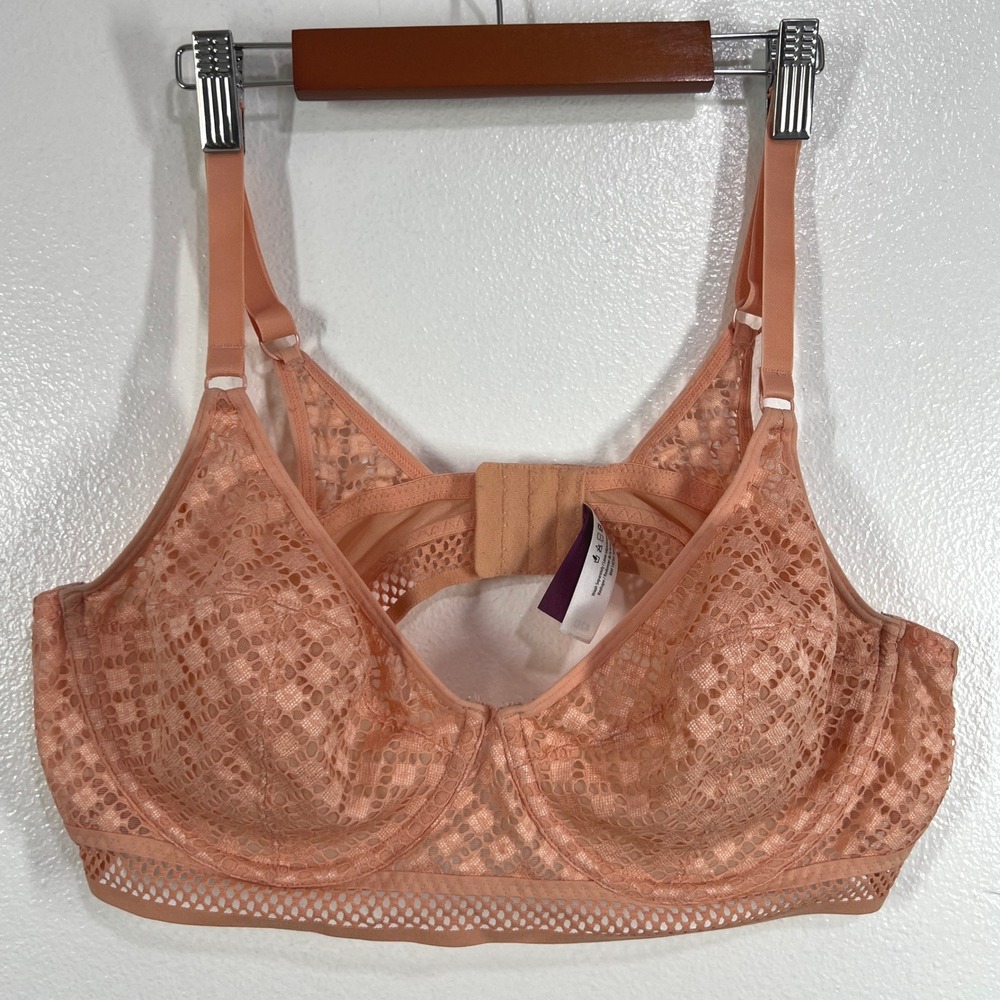 Adore Me‎ Lace Bra Unlined Balconette Everyday Support Peach 42D